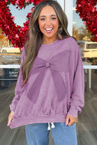 Orchid Bouquet Mineral Wash Waffle Bow Patched Pullover Sweatshirt Sweatshirts & Hoodies 3d5912167d57aa0e