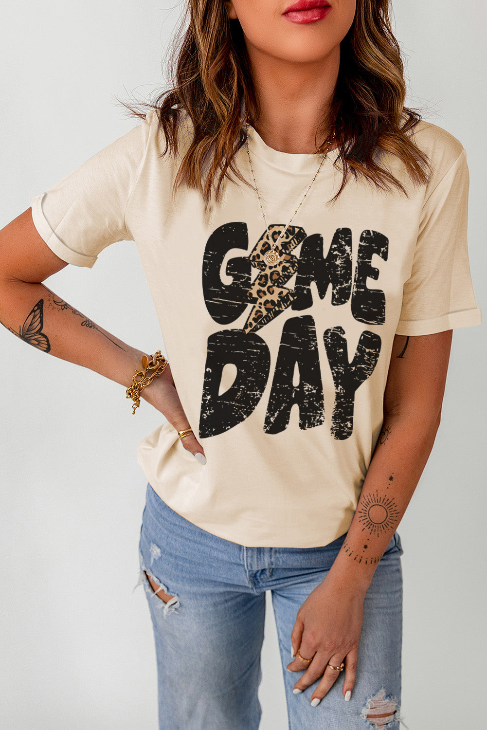 Khaki Game Day Football Season Casual Graphic T Shirt Graphic Tees 3d64fa813f053b9e