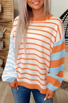 Orange Striped Colorblock Pullover Sweater Sweaters 3dc430c21cdcf3c2