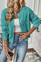 Aruba Blue Confetti Knit Button Cardigan Cardigans 3dcbdb5ea4db5647