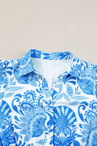 Sky Blue Boho Floral Print Frill Tiered Mini Dress Short Dresses 3de2b8189d76aaac