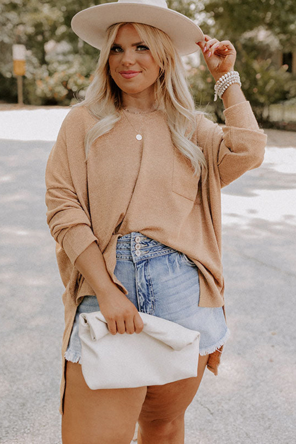 Parchment Plus Size Drop Shoulder Knit Tunic Top Plus Size Tops 3dea9ff5ba7b0f3b