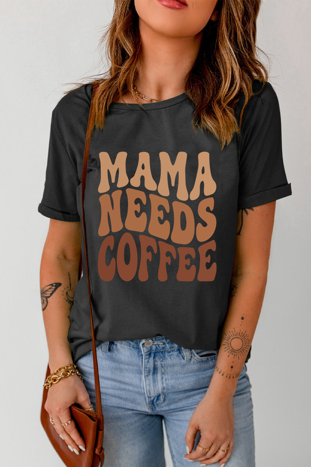 Black MAMA NEEDS COFFEE Graphic T Shirt Graphic Tees 3ded1e47fa898e58