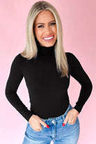 Black Slim Fit High Neck Long Sleeve Basic Top Long Sleeve Tops 3e0d26d626630141