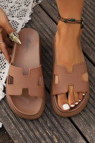 Chestnut Cutout Open Toe Platform Slides Shoes Slides Shoes + Flip Flops 3e0e7df9e5108c91