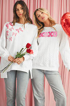 White XOXO Chenille Letter Patch Quilted Sweatshirt Sweatshirts & Hoodies 3e4429ddbe79de96
