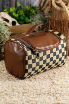 Checkered Zipper Large Cosmetic Bag with Handle Bags 3e541028b73d9725