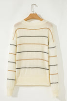 Brown Striped Ribbed Edge Drop Shoulder Sweater Sweaters 3eb0a97332d8914a