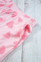 Pink Heart Print Long Sleeve Top and Shorts Loungewear Set Loungewear Set 3f7d09222e3a3370