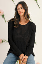 Black Crochet Hollow-out Knit Sweater Sweaters 40918cb7eb46ce26