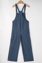 Jungle Green Plain Pocketed Loose Fit Corduroy Overalls Jumpsuits 4097c924edff3b5d