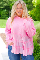 Navy Blue Frill Tiered Patchwork Ribbed Trim Flowy Plus Size Top Plus Size Tops 40af40d6306ae018