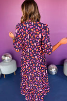 Purple Floral Print Collared Tiered Flowy Long Dress Maxi Dresses 424941affa0a337d