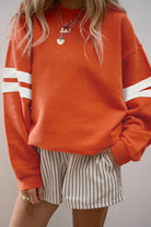 White Preppy Striped Sleeve Loose Sweatshirt Sweatshirts & Hoodies 42692896303ed394