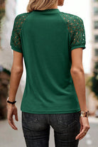 Blackish Green Seamed Detail Contrast Lace Raglan Sleeve Tee T Shirts 42be840963d9b66d