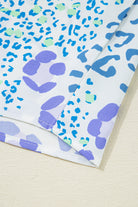 Sky Blue Leopard Print V Neck Short Sleeve Plus Size Top Plus Size Tops 42eb041df4573885