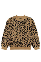 Light French Beige Leopard Round Neck Long Sleeve Sweater Sweaters 432834b3945894b6