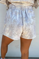 Beige Abstract Maple Leaf Print Long Sleeve Top Elastic Waist Shorts Set Two Piece Shorts Sets 434a218e3edd7fb8