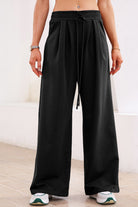 Burgundy Tied Elastic High Waist Pleated Detail Solid Sweatpants Pants & Culotte 434ef744217f368b