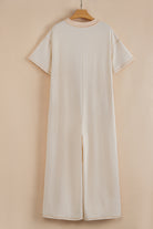 Beau Blue Patchwork Pocket Short Sleeve Jumpsuit Jumpsuits 43538a7333476b90