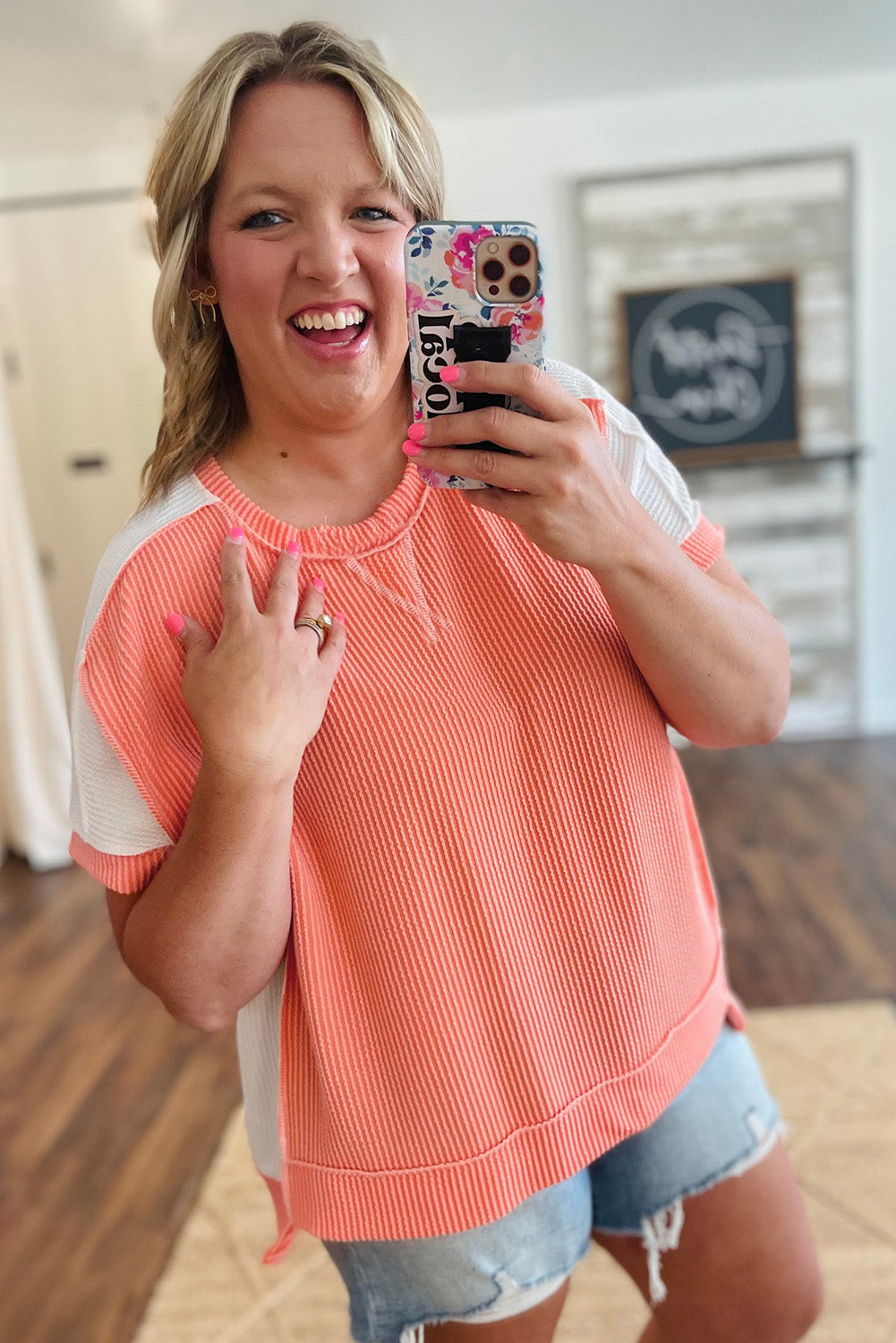 Carrot Twist Rib Colorblock Plus Size Top Plus Size Tops 4361c78c79c8a643