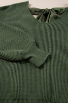 Jungle Green Lantern Sleeve V Neck Knot Back Sweater Sweaters 436c08cefdd6f4f0
