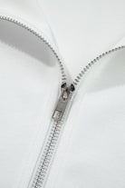 White Solid Color Zip Up Knit Puff Sleeve Jacket Jackets 4390252e4680083c