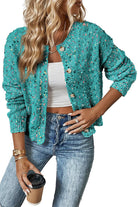 Aruba Blue Confetti Knit Button Cardigan Cardigans 447c78748a28b8fc