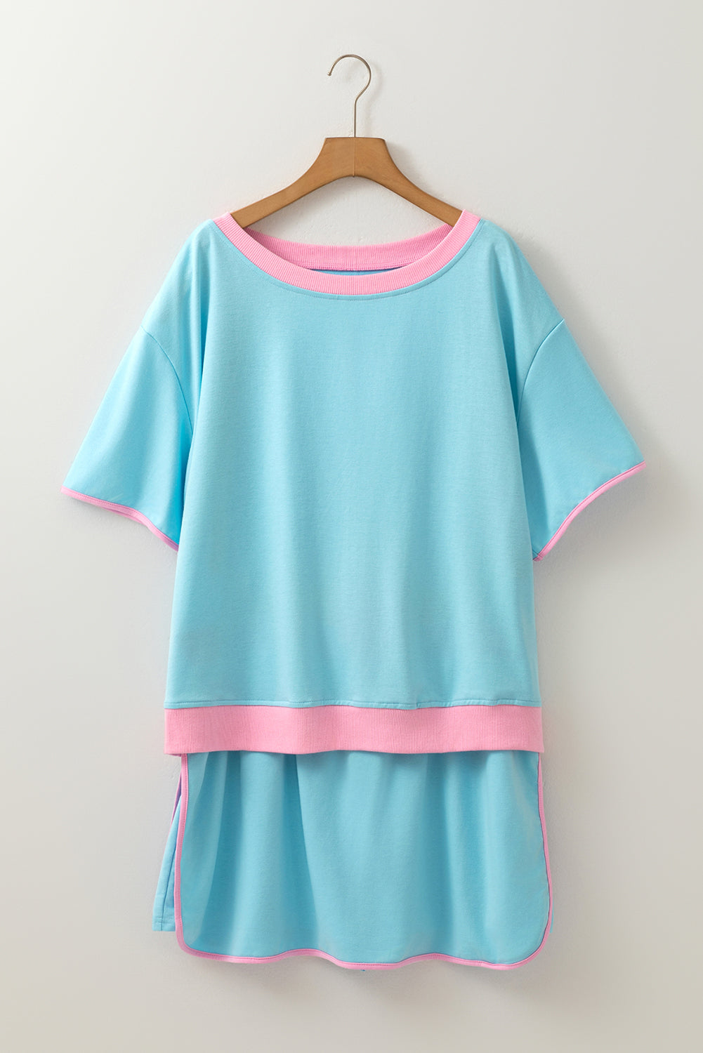 Bonbon Plus Size Contrast Trim T Shirt and Skort Two Piece Set Plus Size Matching Sets 44a54f9536f2226a