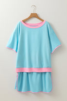 Bonbon Plus Size Contrast Trim T Shirt and Skort Two Piece Set Plus Size Matching Sets 44a54f9536f2226a