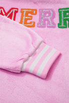 Sachet Pink Merry Letter Pattern Plush Pullover Long Sleeve Tops 44bc211945d674a5