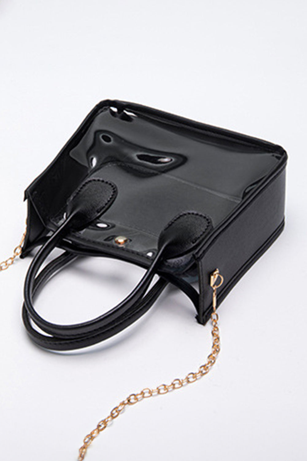 Black PVC PU Leather Chain Strap Clear Shoulder Bag Shoulder Bag 44cc0e495cdc03d7
