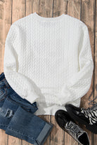 White XOXO Chenille Letter Patch Quilted Sweatshirt Sweatshirts & Hoodies 45066409eee9b942