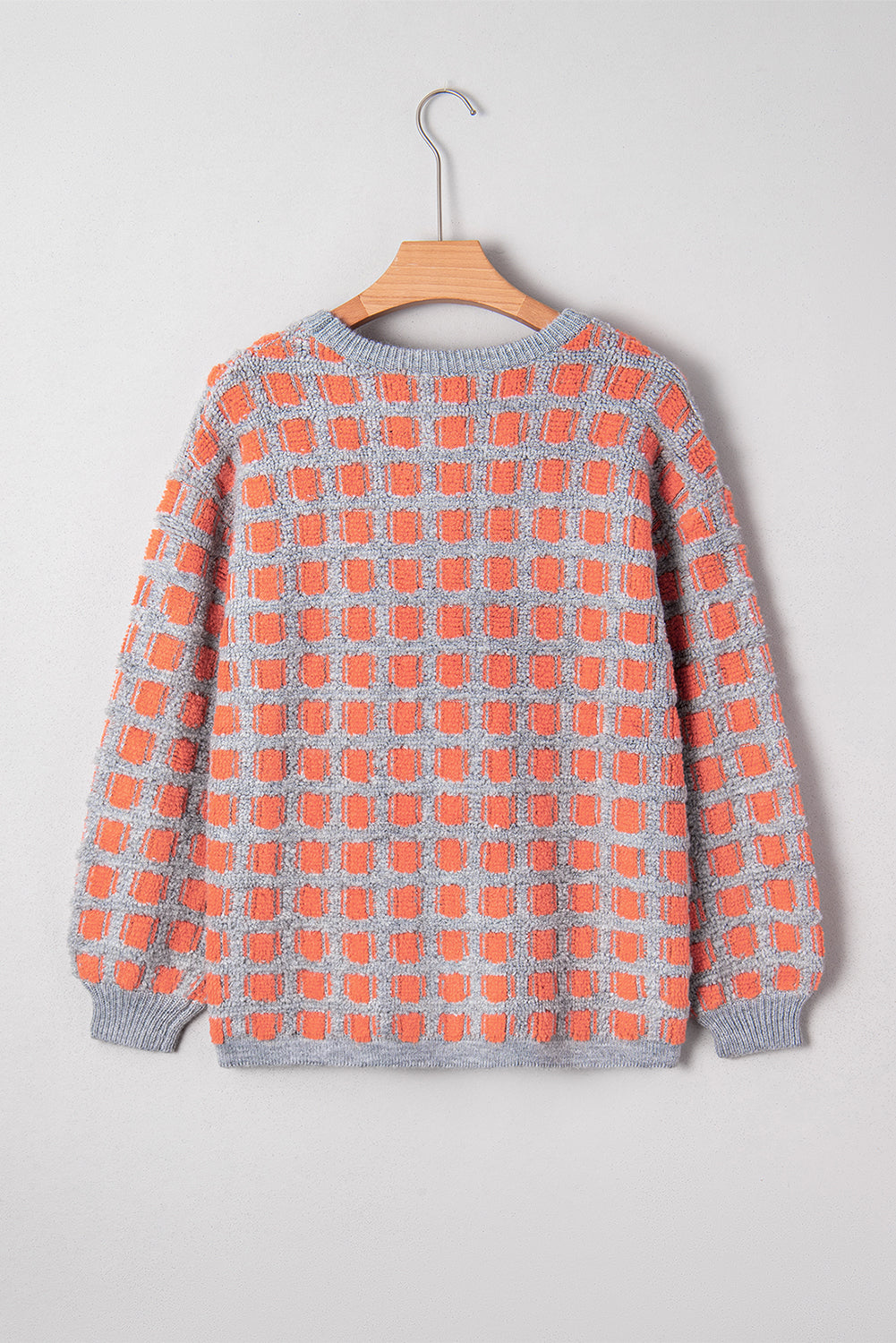 Pink Checkered Oversized Side Slit Sweater Sweaters 4518ebfaaa5b6c34