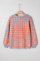 Pink Checkered Oversized Side Slit Sweater Sweaters 4518ebfaaa5b6c34