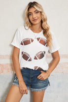 White Sequined Rugby Graphic T Shirt Graphic Tees 45273d8042ce9d64