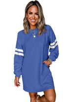 Black Preppy Striped Sleeve Loose Mini Dress Short Dresses 46933a8d23e5455a