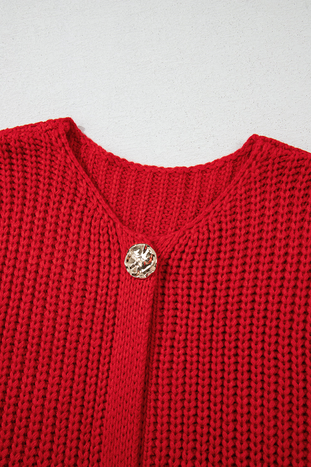 Fiery Red Solid Textured Knit Side Pockets Buttoned Sweater Vest Cardigans 46b7de1eaa59d26e