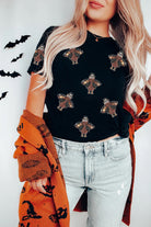 White Turkey Sequin Patch Application Round Neck Graphic Tee Graphic Tees 476c01fb968a74a0