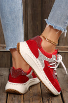 Fiery Red Rhinestone PU Leather Platform Casual Sneakers Sneakers 47b3ca3ac7337135