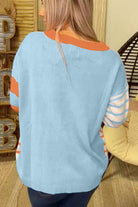 Orange Striped Colorblock Pullover Sweater Sweaters 480d1a03c5dfec6b