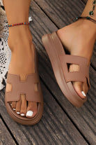 Chestnut Cutout Open Toe Platform Slides Shoes Slides Shoes + Flip Flops 494cf4970d0edf1d