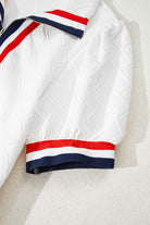 White Pop of Color Neckline Plaid Textured Puff Sleeve Mini Dress Short Dresses 49b32f71a9cf1965