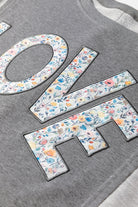 Dark Grey Floral LOVE Graphic Patchwork Uneven Hem Sweatshirt Sweatshirts & Hoodies 4a348b260385d3ff