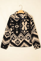 Black Vintage Geometric Half Zip Plush Sweatshirt Sweatshirts & Hoodies 4a3832c32720490a