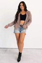 Dark Brown Mineral Wash Exposed Seam Patchwork Knit Cardigan Cardigans 4a611c2c78d35378