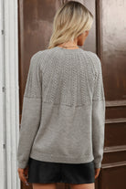 Gray Solid Color Textured Detail Button Down Long Sleeve Sweater Cardigan Cardigans 4a82d438c756774b