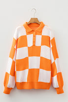 Mist Green Checkered V-Neck Collared Pullover Sweater Sweaters 4a9727aaf36896c9