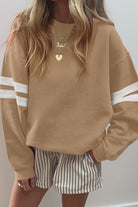 White Preppy Striped Sleeve Loose Sweatshirt Sweatshirts & Hoodies 4b4b5e9730422d7d