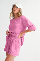 Bonbon Loose V Neck Tee and Drawstring Shorts Set Two Piece Shorts Sets 4c60e2989a7ee364